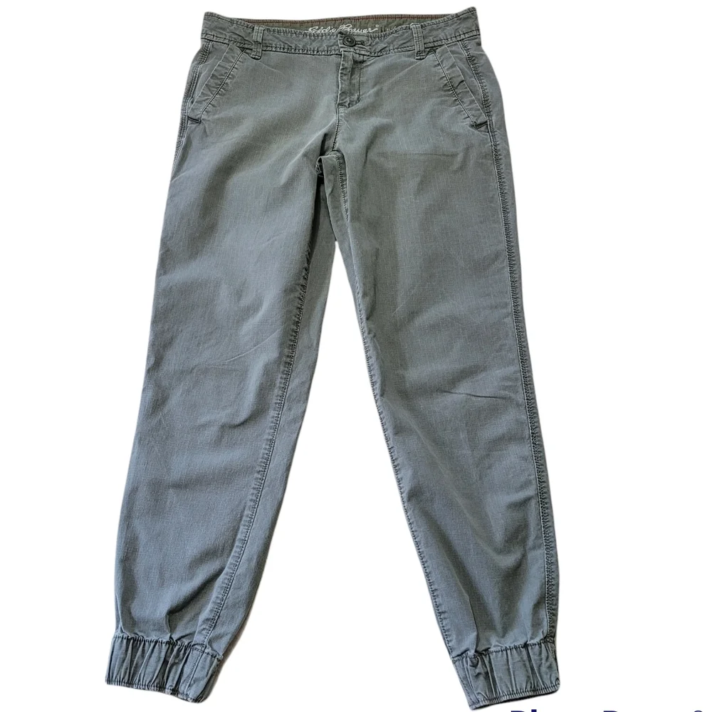 Women's Eddie Bauer Army Green Pants With Elastic Ankles Sz 2 - Picture 1 of 6